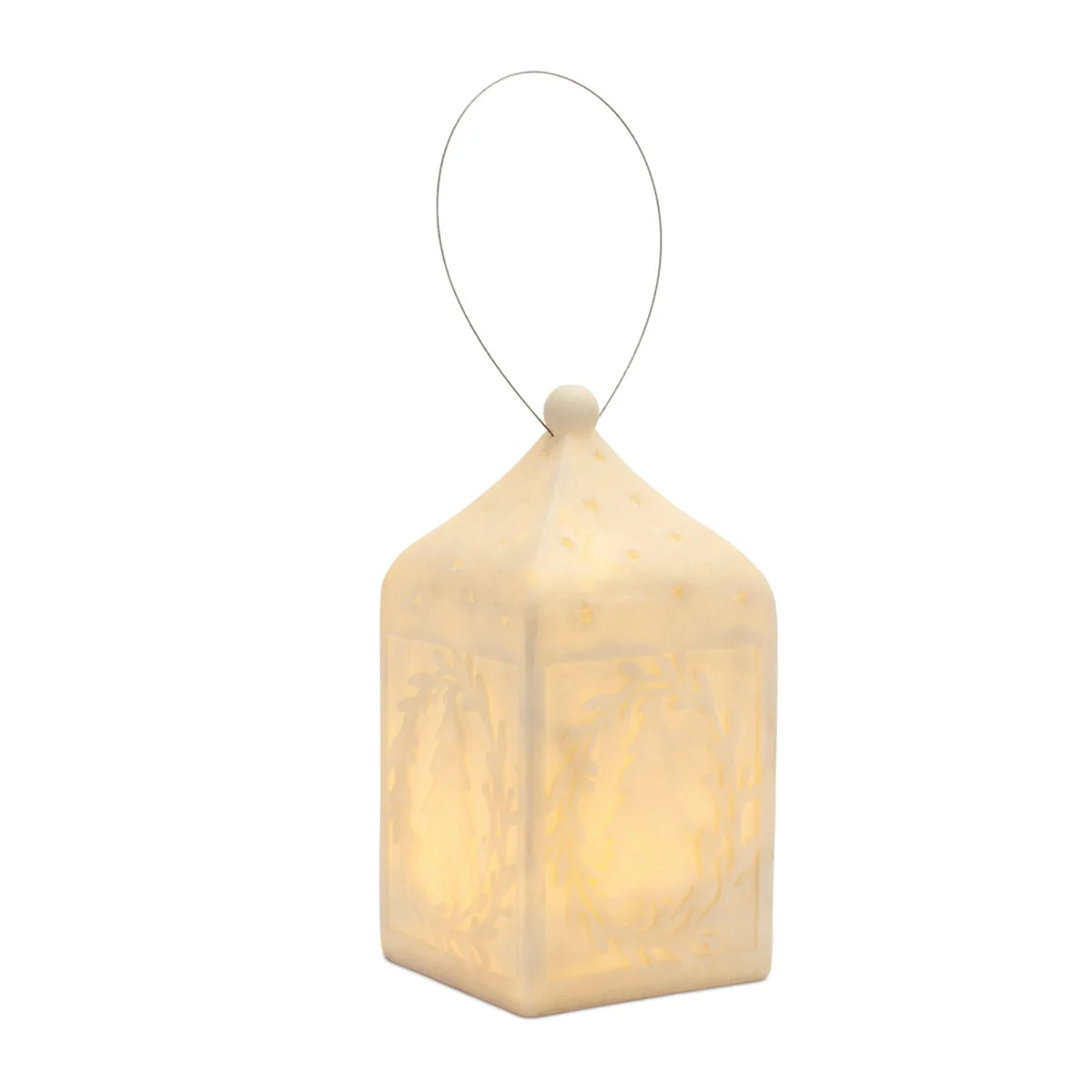 Christmas Tree LED Lantern 10 inch – Resin Holiday Tabletop or Hanging Accent by Melrose