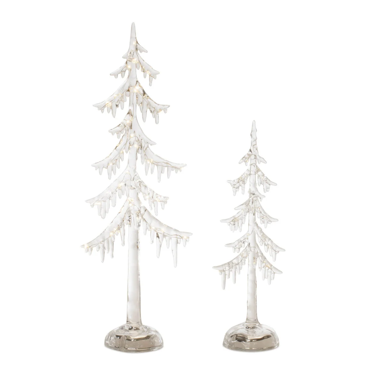 Acrylic LED Christmas Tree Set of 2 Dripping Ice Effect 18" Tall Decor by Melrose