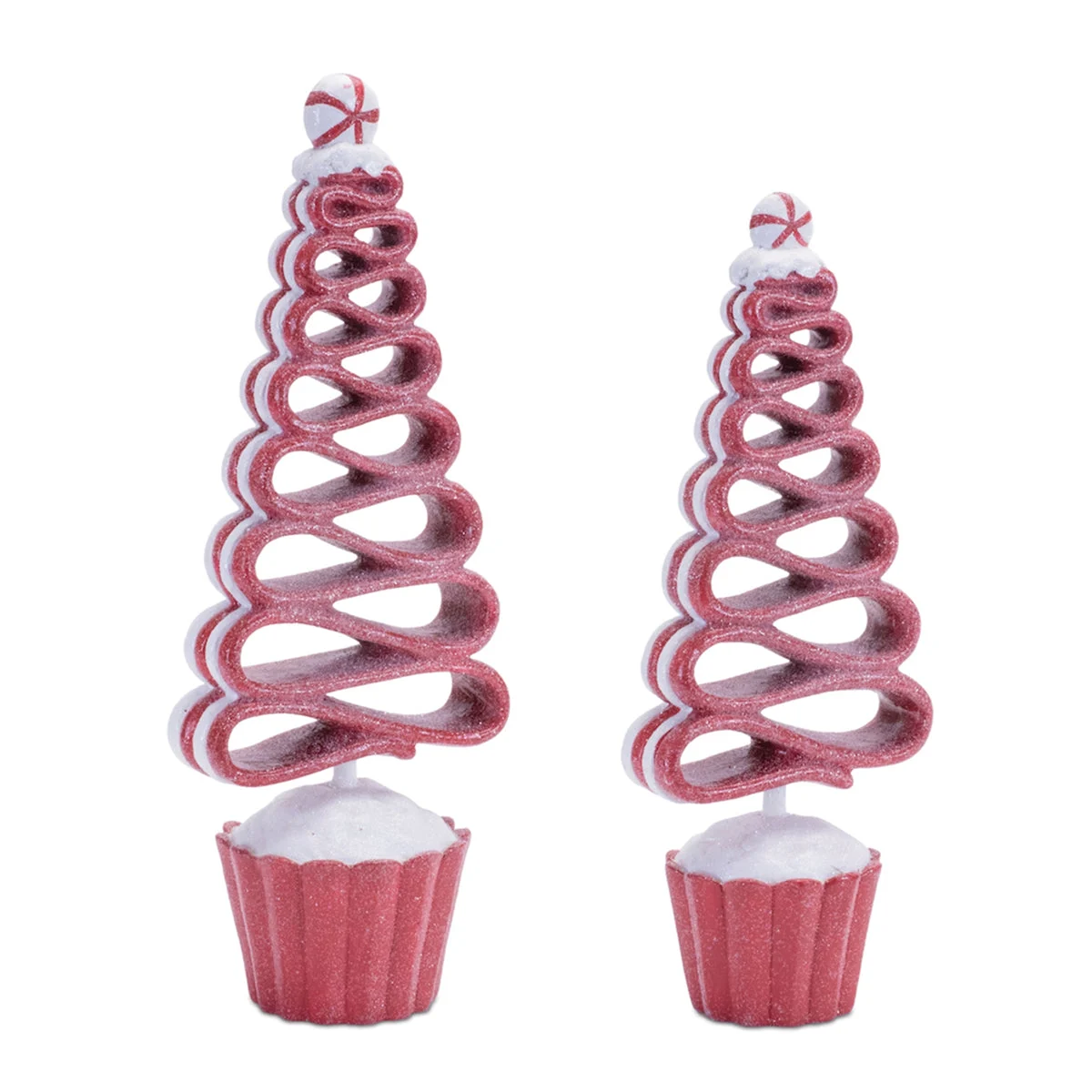 Red and White Ribbon Candy Tree Decor (Set of 2) Christmas Tabletop Accent by Melrose