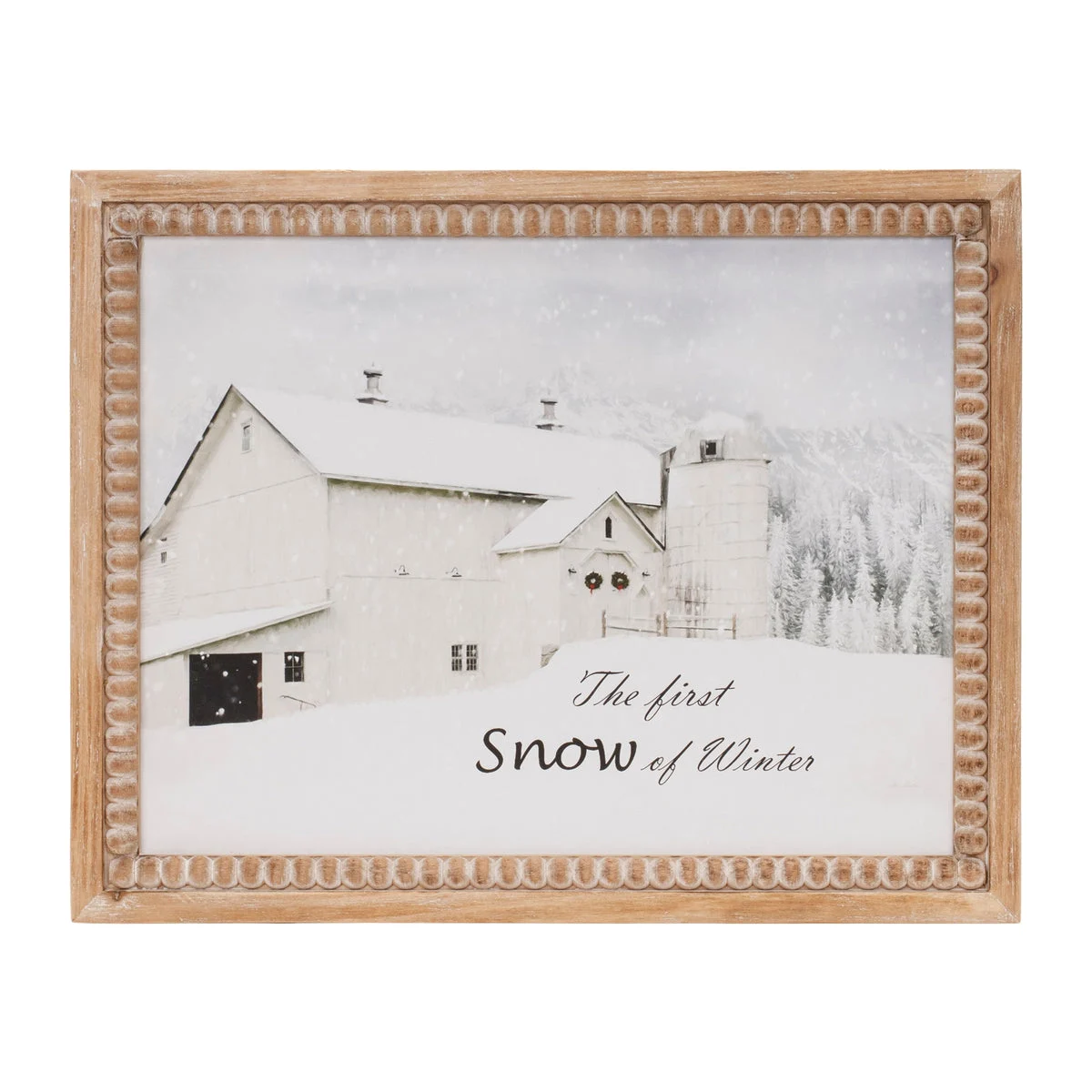 Christmas Winter Wall Art – First Snow Barn Framed Print 18 inch by Melrose