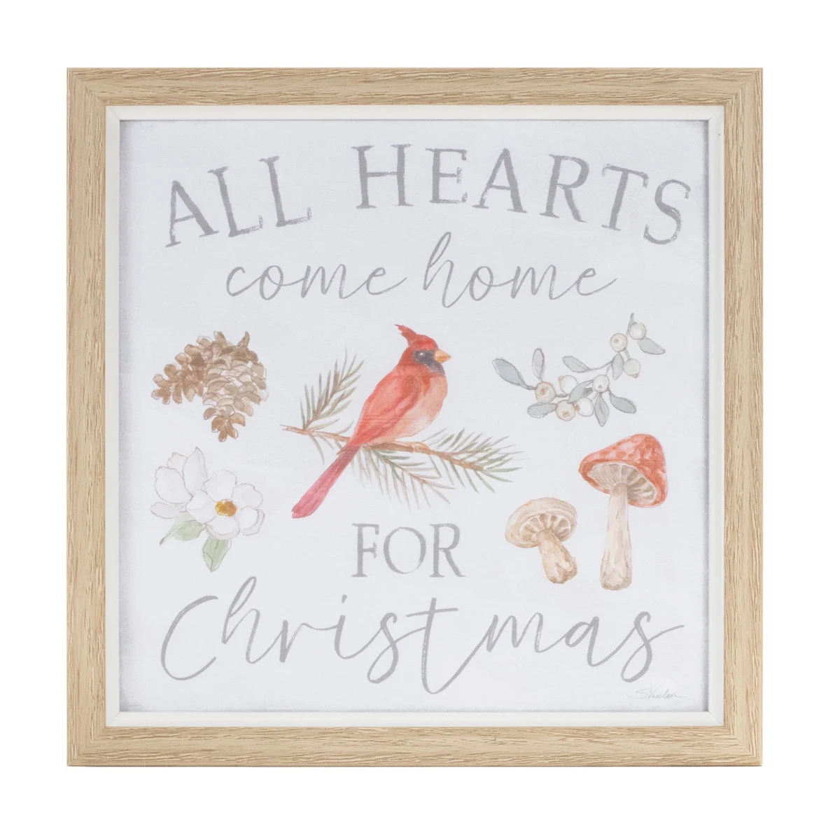 Wall Art, Framed Bird and Cardinal Print 9"SQ (Set of 3) by Melrose