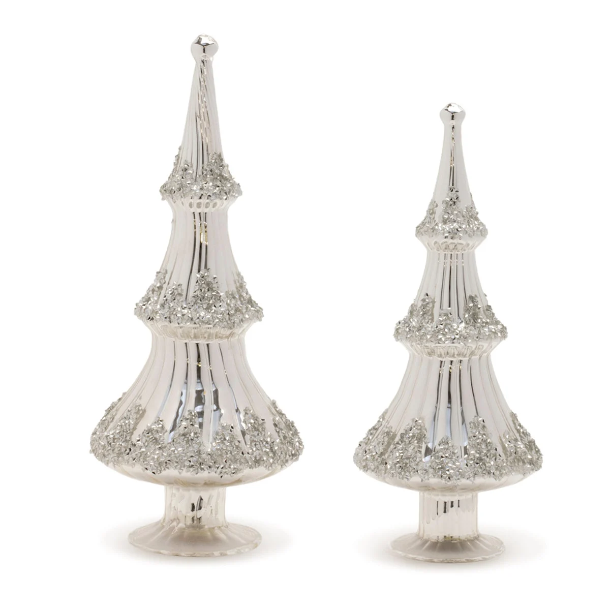 Christmas Tabletop Glass Trees with Beaded Detail by Melrose