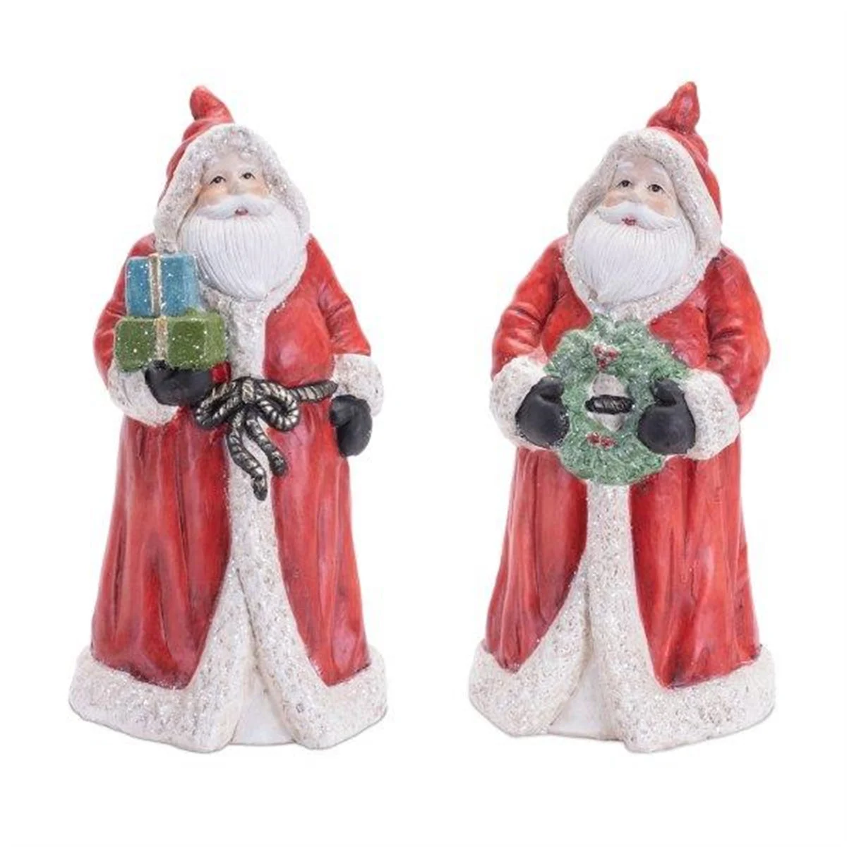 Hooded Terracotta Santa Figurine Set – 8.5"H, Set of 2 Christmas Decor by Melrose