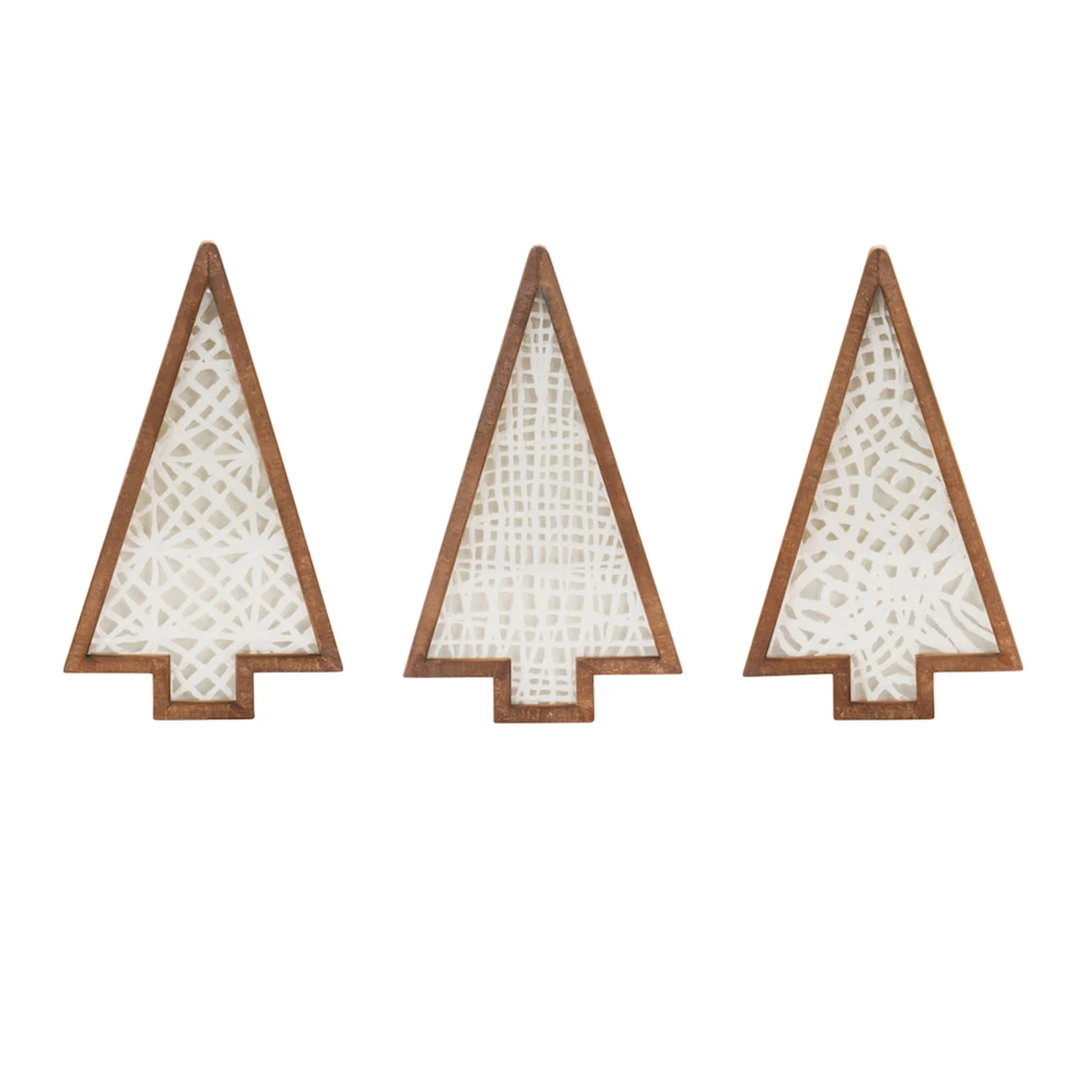Framed Paper Mache Pine Tree Set – Set of 3, 17"H Rustic Christmas Wall Decor by Melrose