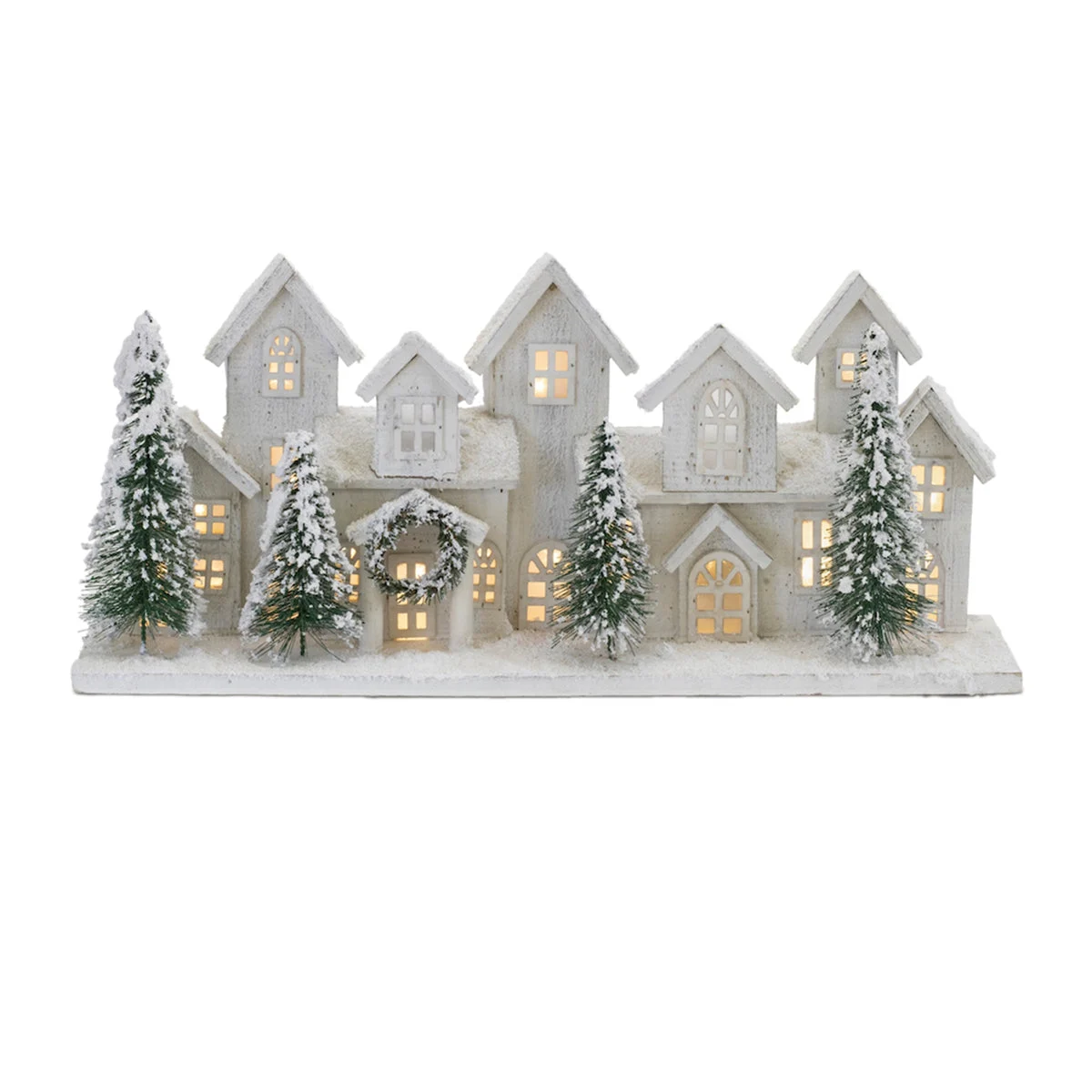 Christmas Home Decor LED Lighted Wood Winter Village Scene – 23" L by Melrose