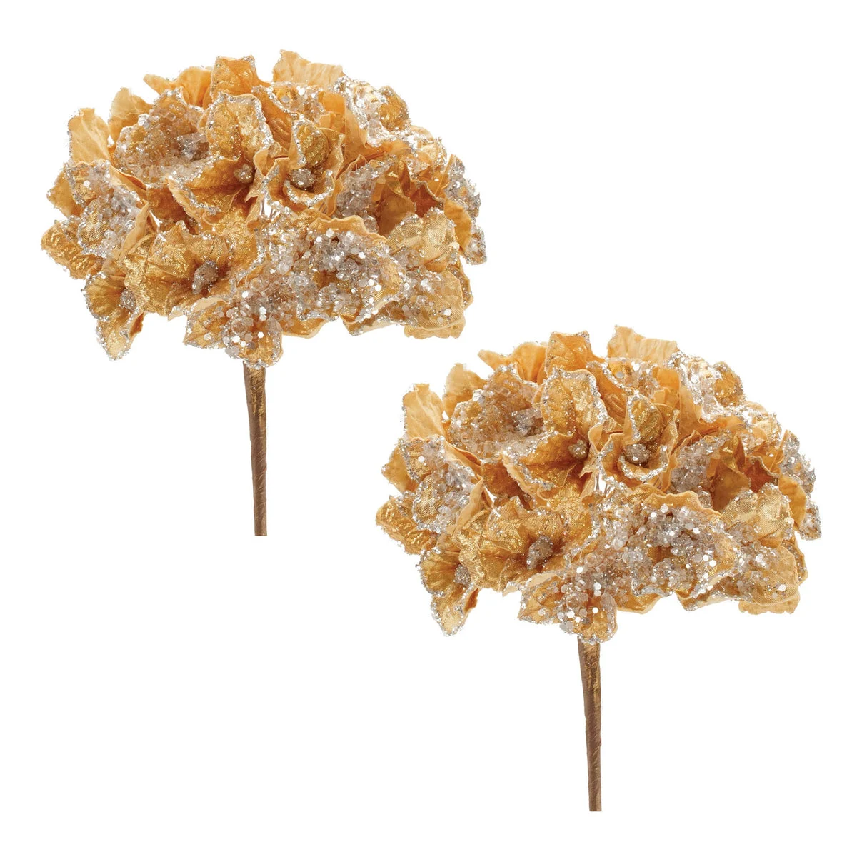 Christmas Artificial Flower Stem – Gold Hydrangea 29.5" Holiday Display by Melrose