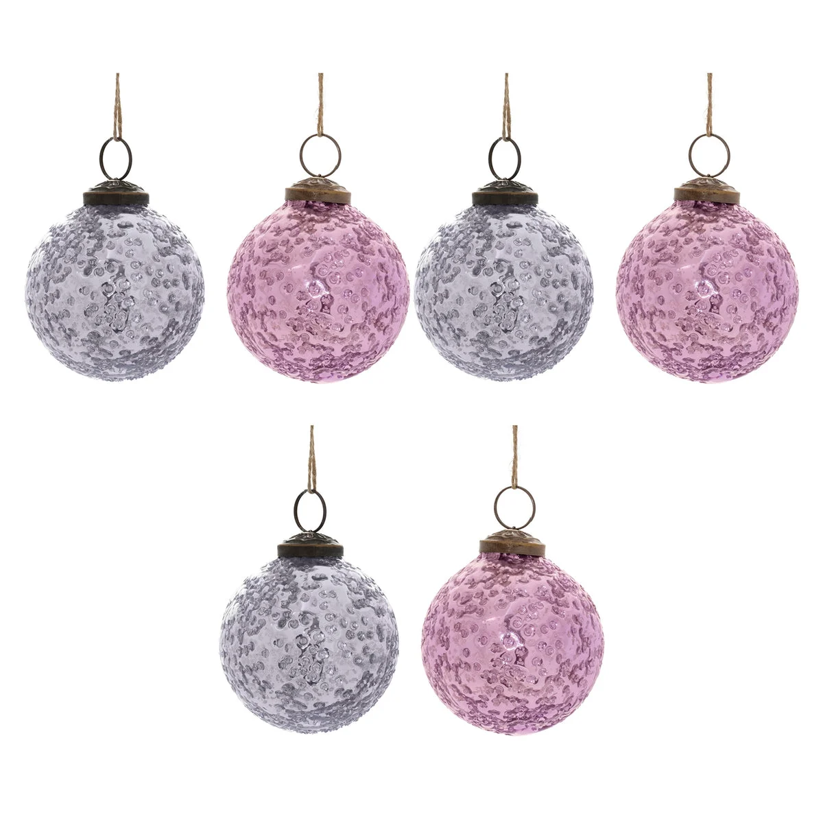 Christmas Ball Ornament – Purple Distressed Glass 4" Tree Decor Set of 6 by Melrose