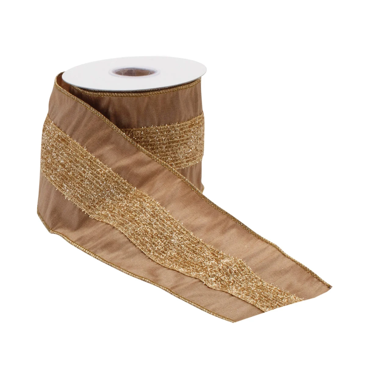 Christmas Wired Polyester Ribbon – Gold Shimmer – 0.25" Height – 4" x 5 Yard Set of 2 – by Melrose