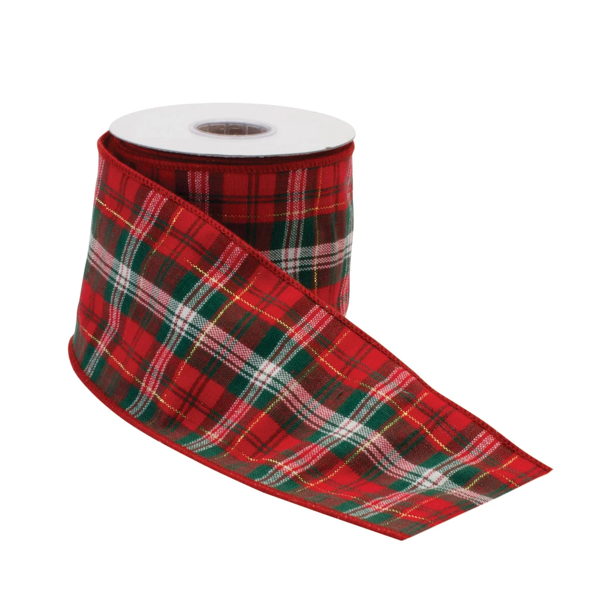 Christmas Wired Cotton Ribbon – Red and White Plaid – 0.25" Height – 4" x 5 Yard – by Melrose