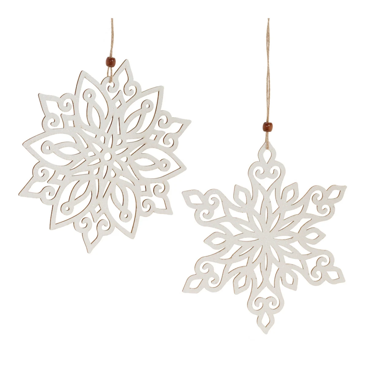 Christmas Rustic Snowflake Ornament Set of 24 Wooden Cut-Out – 9" H by Melrose