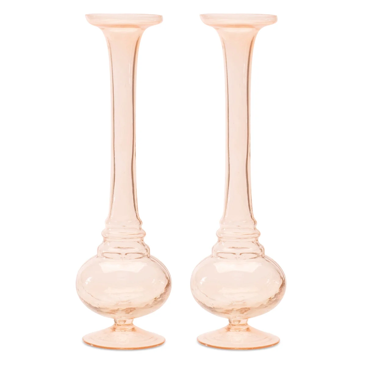 Pink Glass Stem Vase Set – 11H for Table Display by Melrose