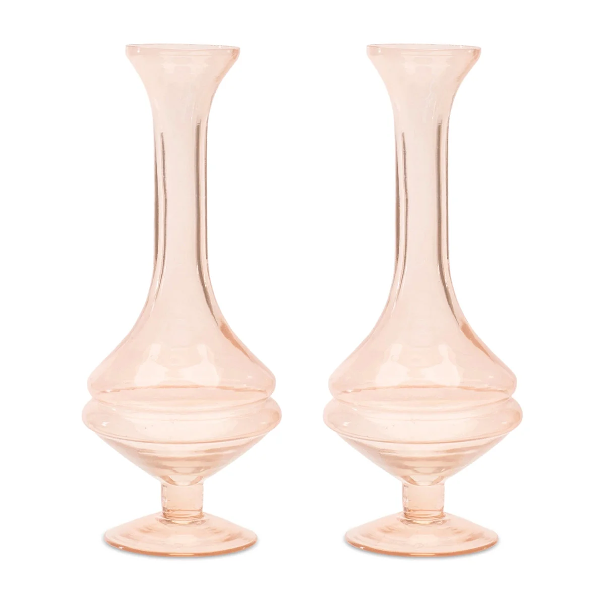 Bud Vase Set – Pink Glass – 8.5 Inch Height Vintage Floral Tabletop Decor Set of 2 By Melrose