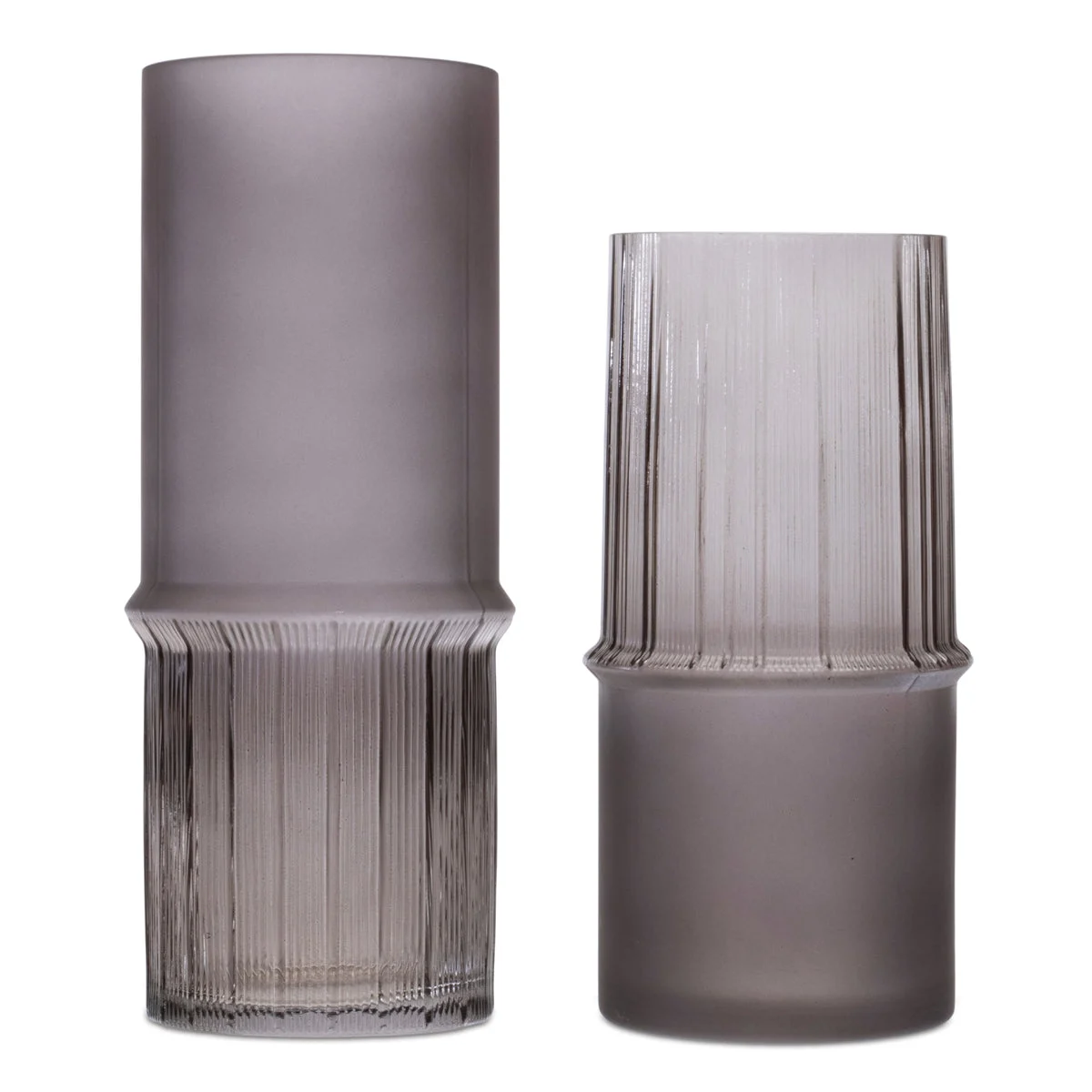 Decorative Glass Vase Set of 2 Grey 10 Inch Height Modern Tabletop Accent By Melrose