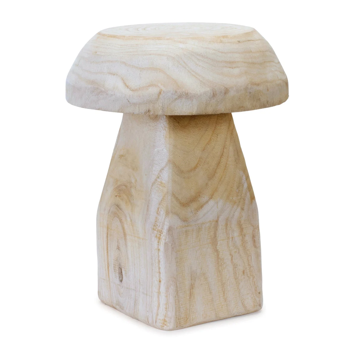 Decorative Wood Mushroom Stool Beige 15.75 Inch Height Garden Accent By Melrose