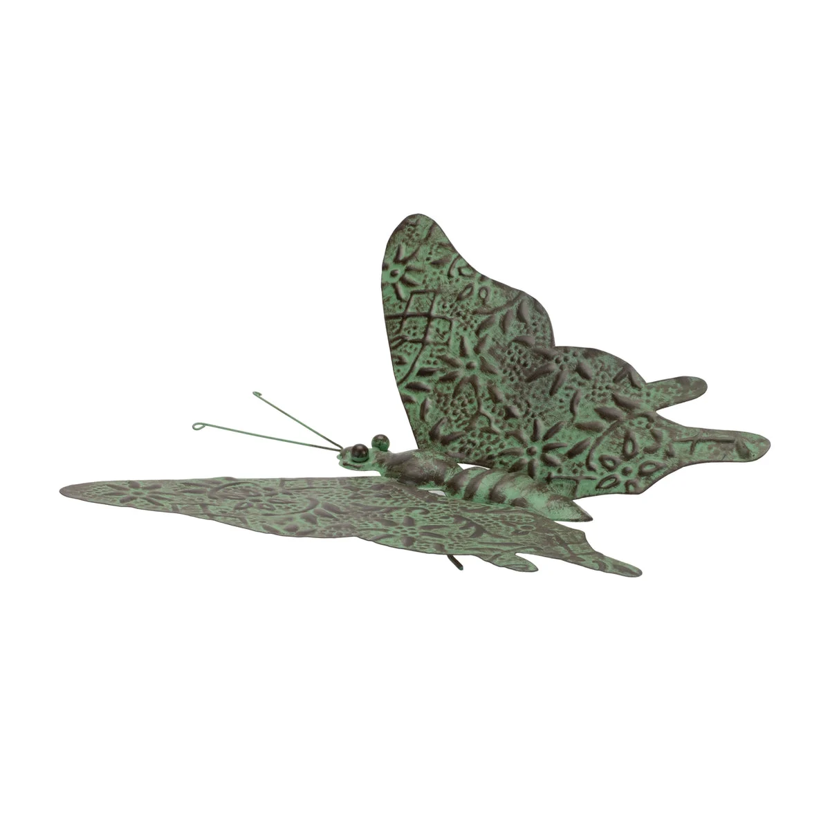 Decorative Iron Butterfly Accent Green Black 1.5 Inch Height Garden Decor By Melrose