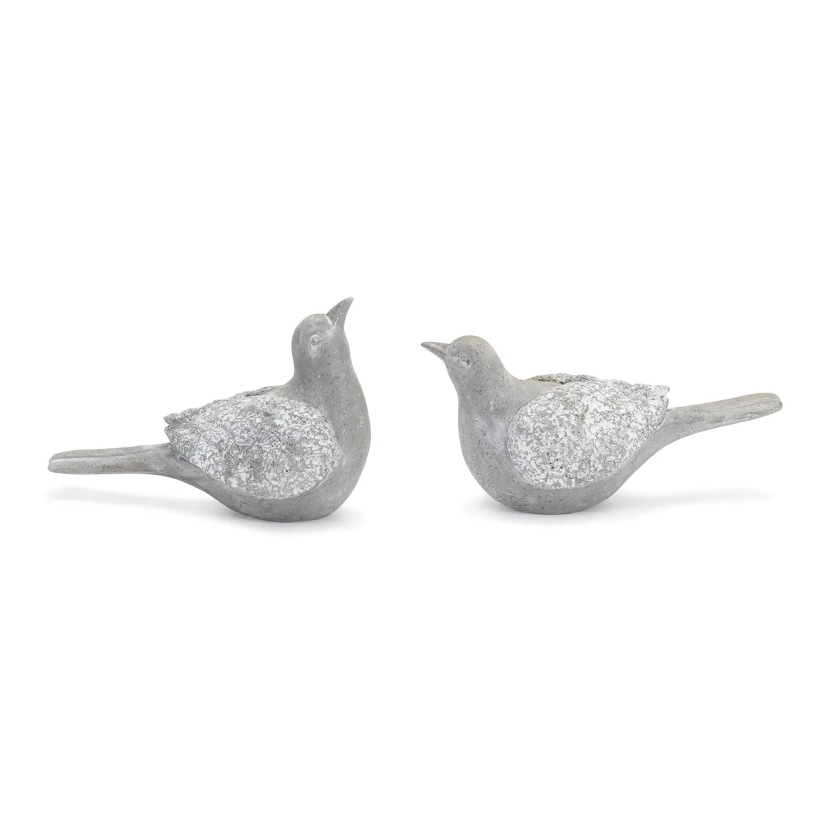 Bird Figurine Set of 4 – Grey White Resin – 3.25"H Indoor Outdoor Decor By Melrose