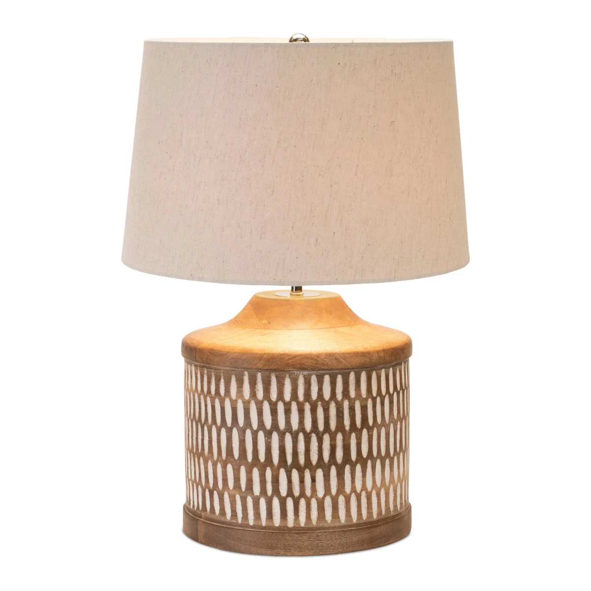 Notched Wood Table Lamp – Rustic Wood & Iron – 21.5"H By Melrose