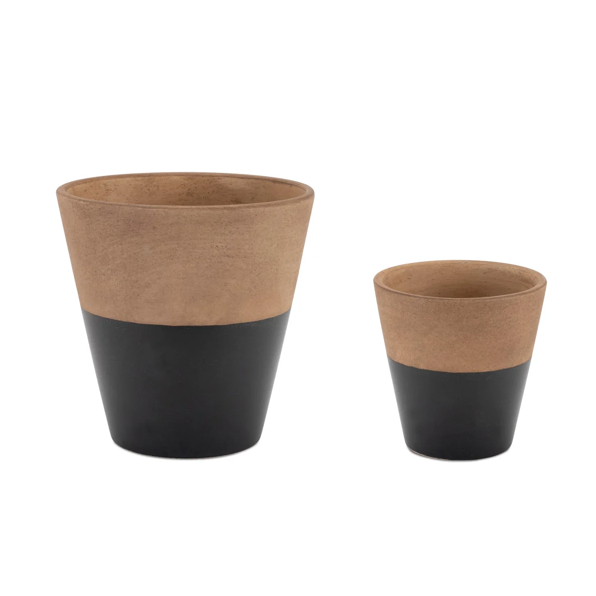 Tapered Two-Tone Planter Set Of 2 – 5.75"H Indoor Terra Cotta By Melrose