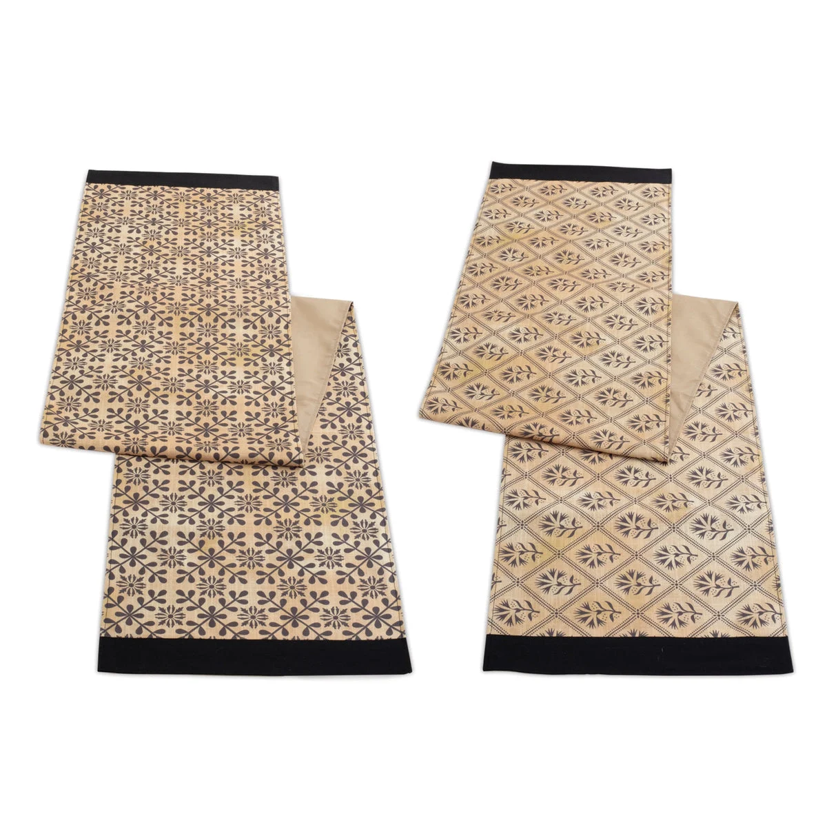 Geometric Floral Table Runner – Polyester – 14"W x 72"L (Set of 2) – By Melrose