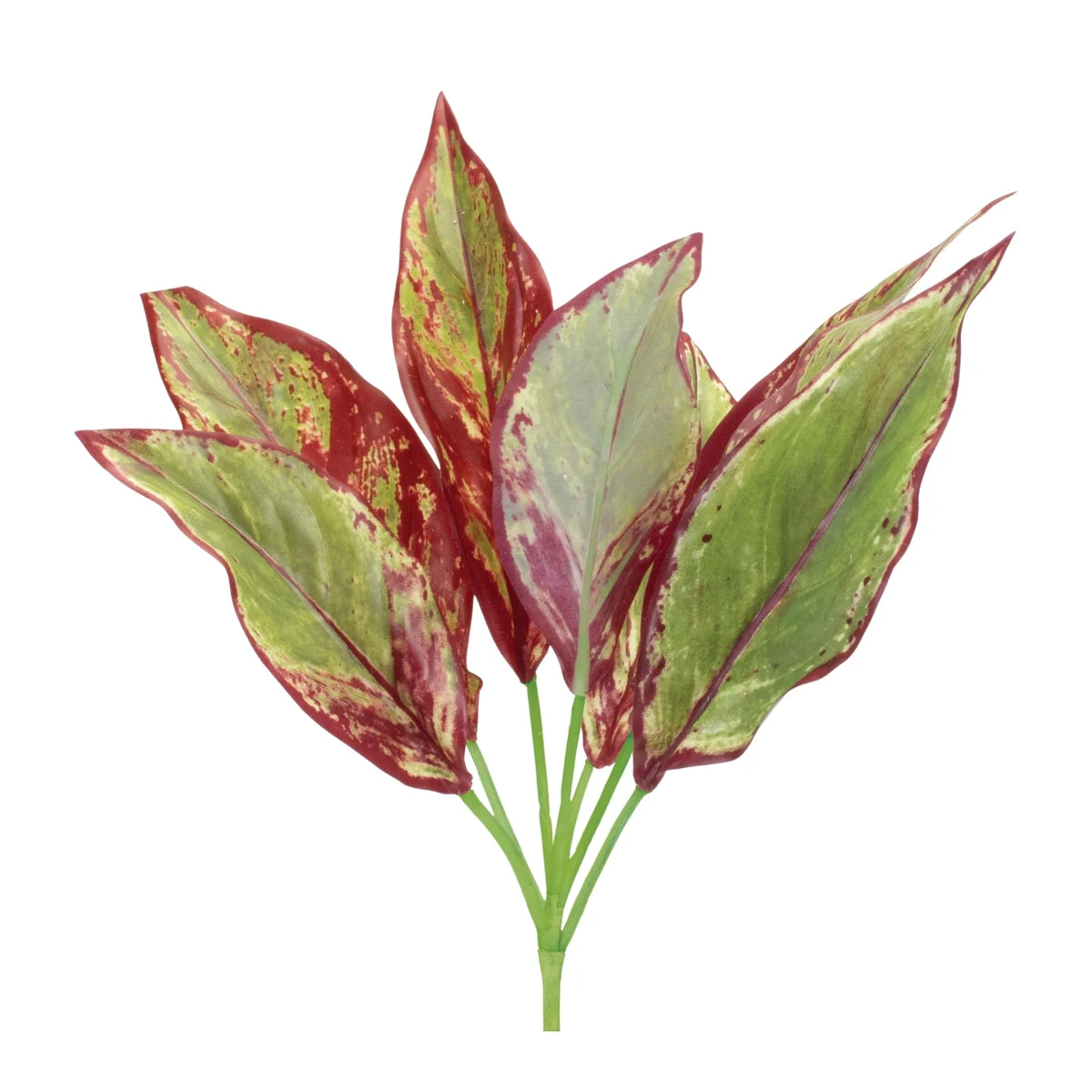 Faux Foliage Plant Set of 6 Variegated Green and Purple Stems – 15.75"H by Melrose