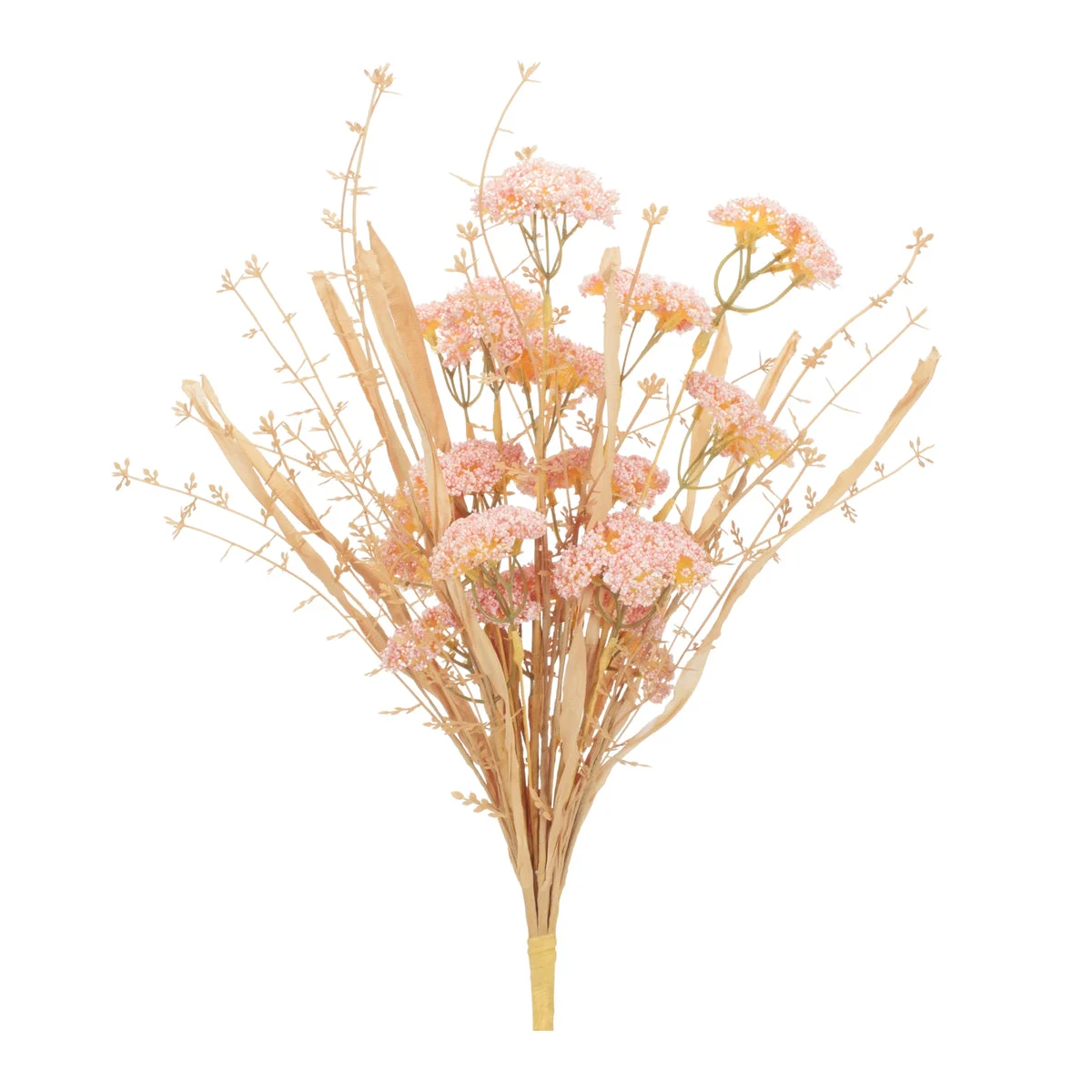 Artificial Blush Floral Grass Bushes (Set of 2) – 12" No-Maintenance Decor by Melrose