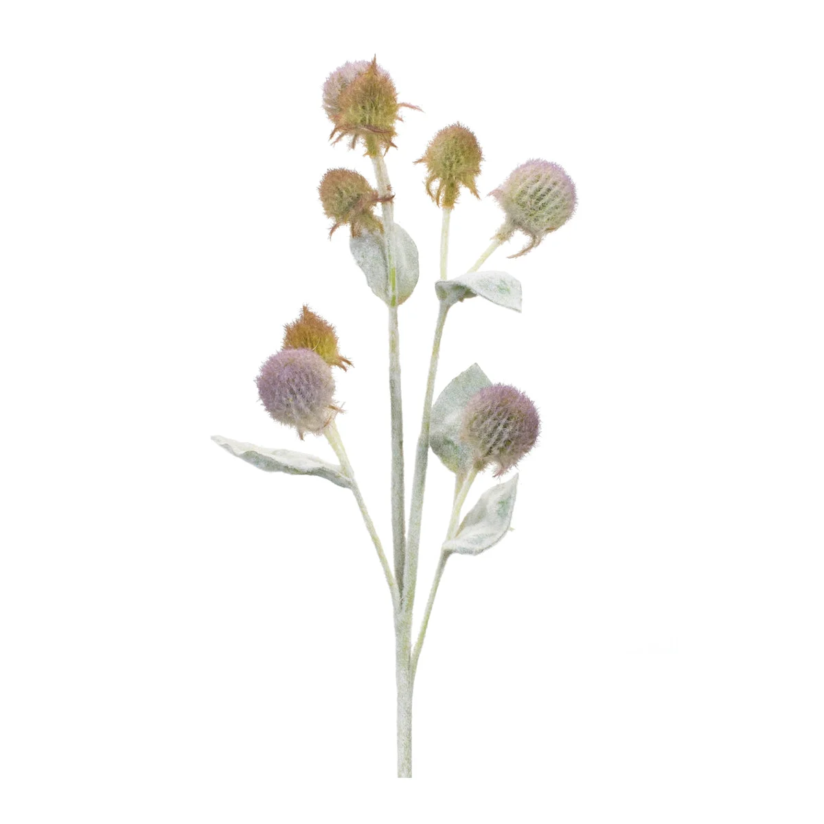 Thistle Spray Purple and Sage Green Faux Stems 27.5"H – Decorative Set of 6 by Melrose