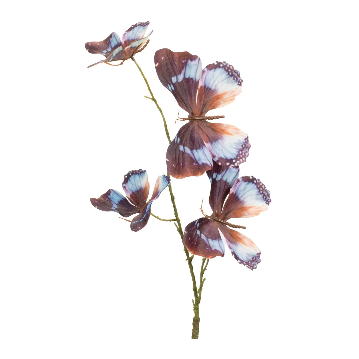 Faux Butterfly Floral Spray Blue and Brown 32"– Set of 6 by Melrose
