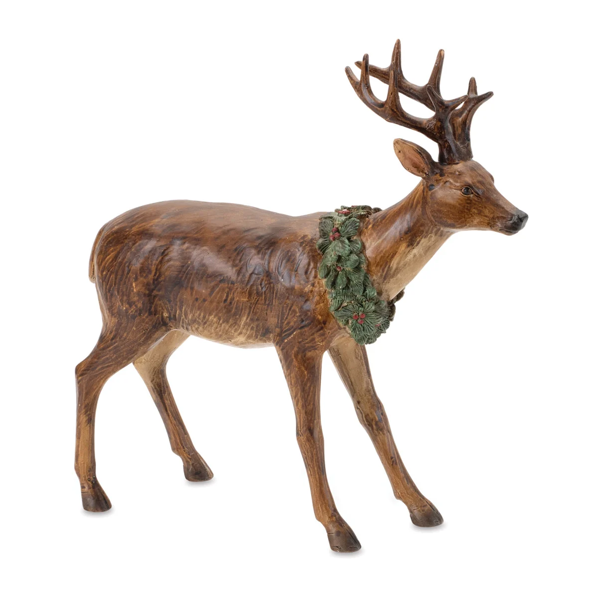 Christmas Resin Deer with Wreath Accent (Set of 2) - 8.25" by Melrose