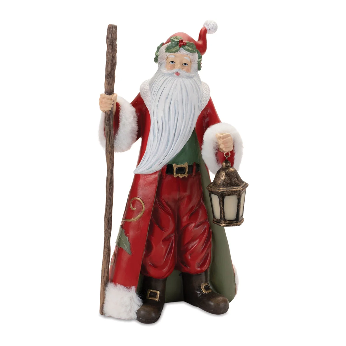 Resin Santa with Lantern Holiday Christmas Decor 13.5"H by Melrose