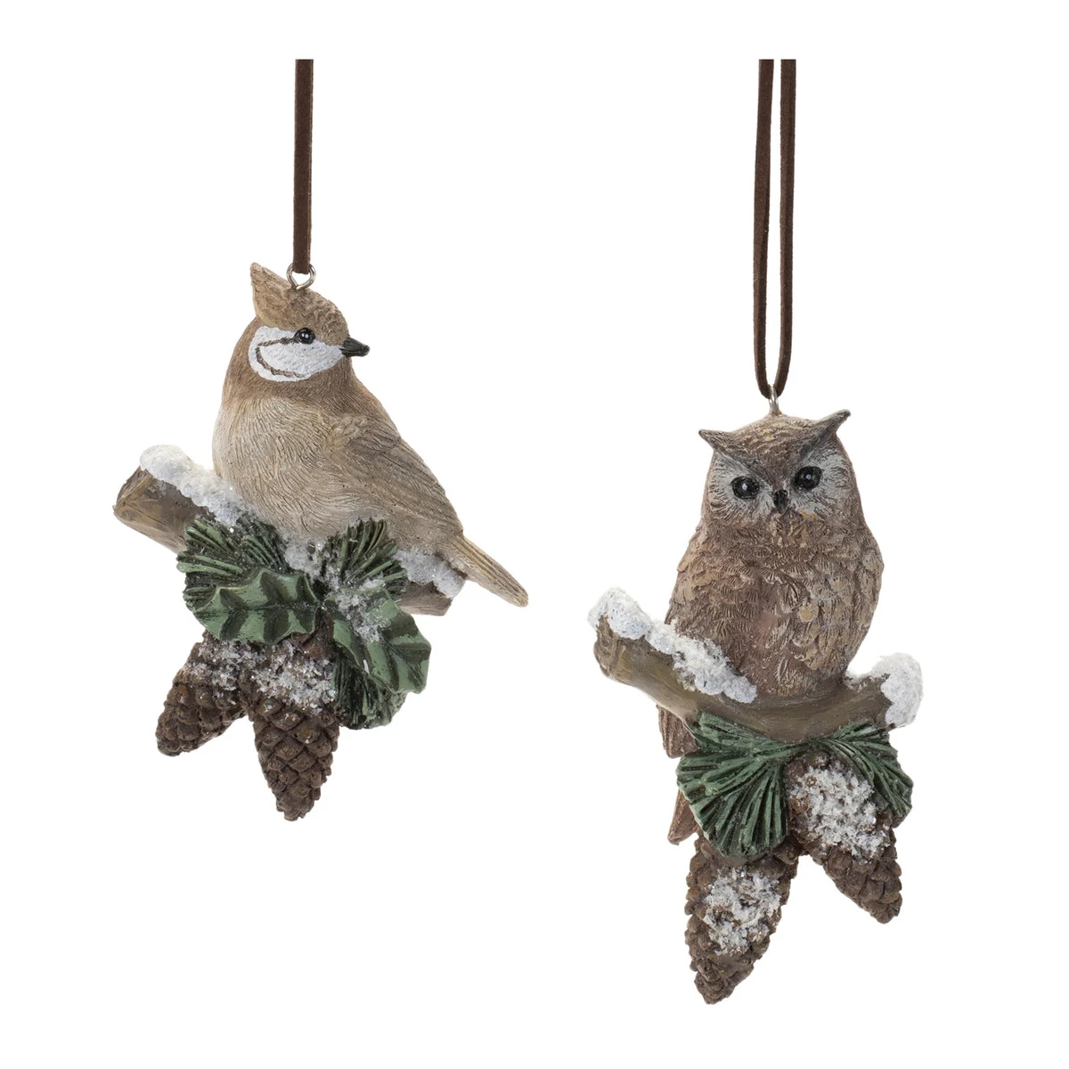 Snowy Cardinal and Owl Christmas Ornament (Set of 12) - 4" by Melrose