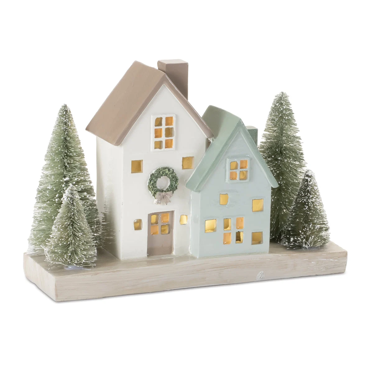 LED Village House Christmas Decor with Pine Trees-5.25"H by Melrose