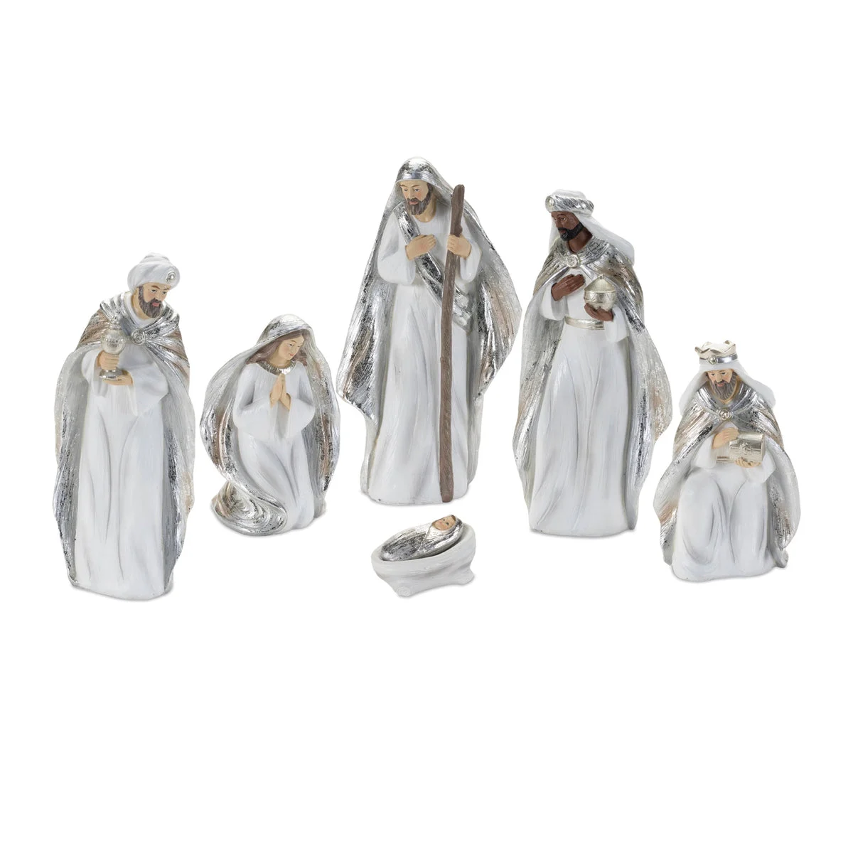Classic White Nativity Tabletop Christmas Decor (Set of 6) -9"H by Melrose