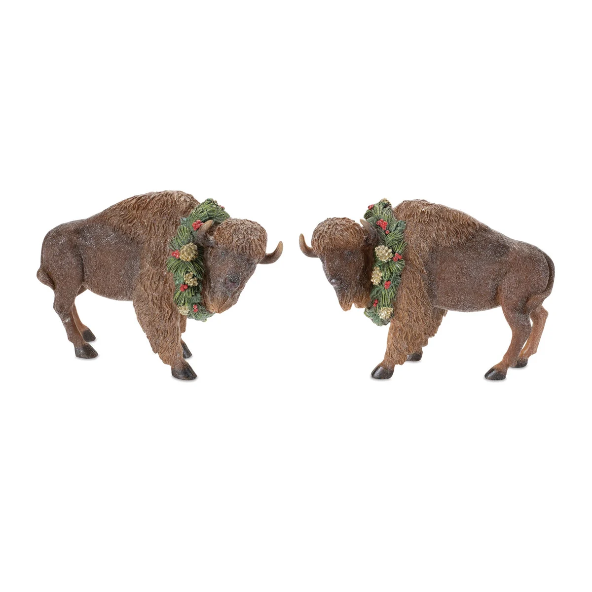 Winter Bison Figurines – 8.5"L Polyresin Set of 4 Holiday Decor by Melrose