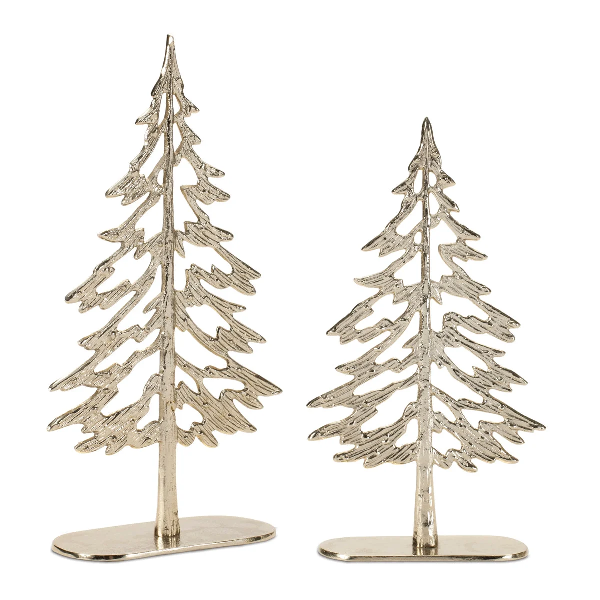 Christmas Tabletop Tree Set 12.5"H Gold Metal with Wood Base by Melrose