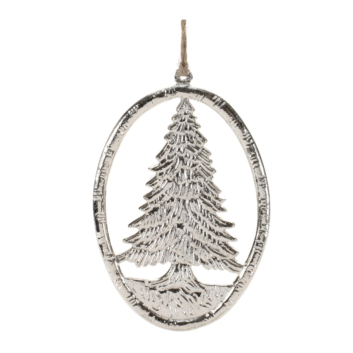 Christmas Tree Ornaments – 6"H Etched Metal Pine Design Set of 12 by Melrose