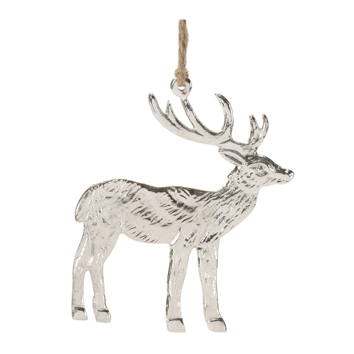 Rustic Deer Christmas Tree Ornaments 4"H Gray Aluminum – Set of 12 by Melrose