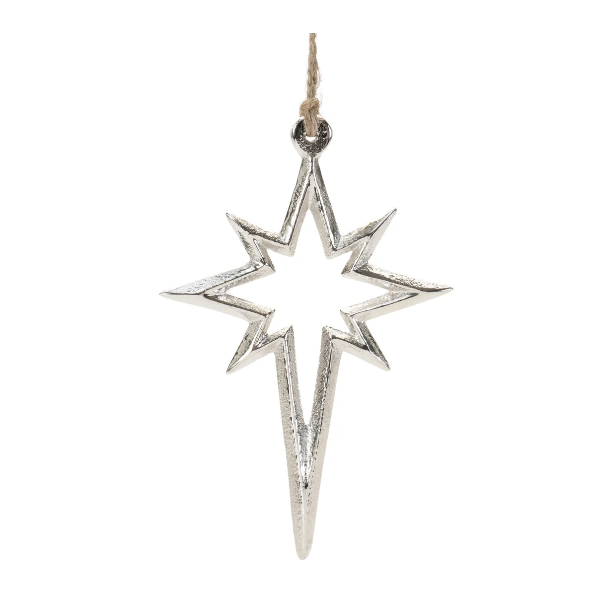Vintage Style Star Christmas Ornaments – 5.5"H Gray Aluminum Set of 12 by Melrose