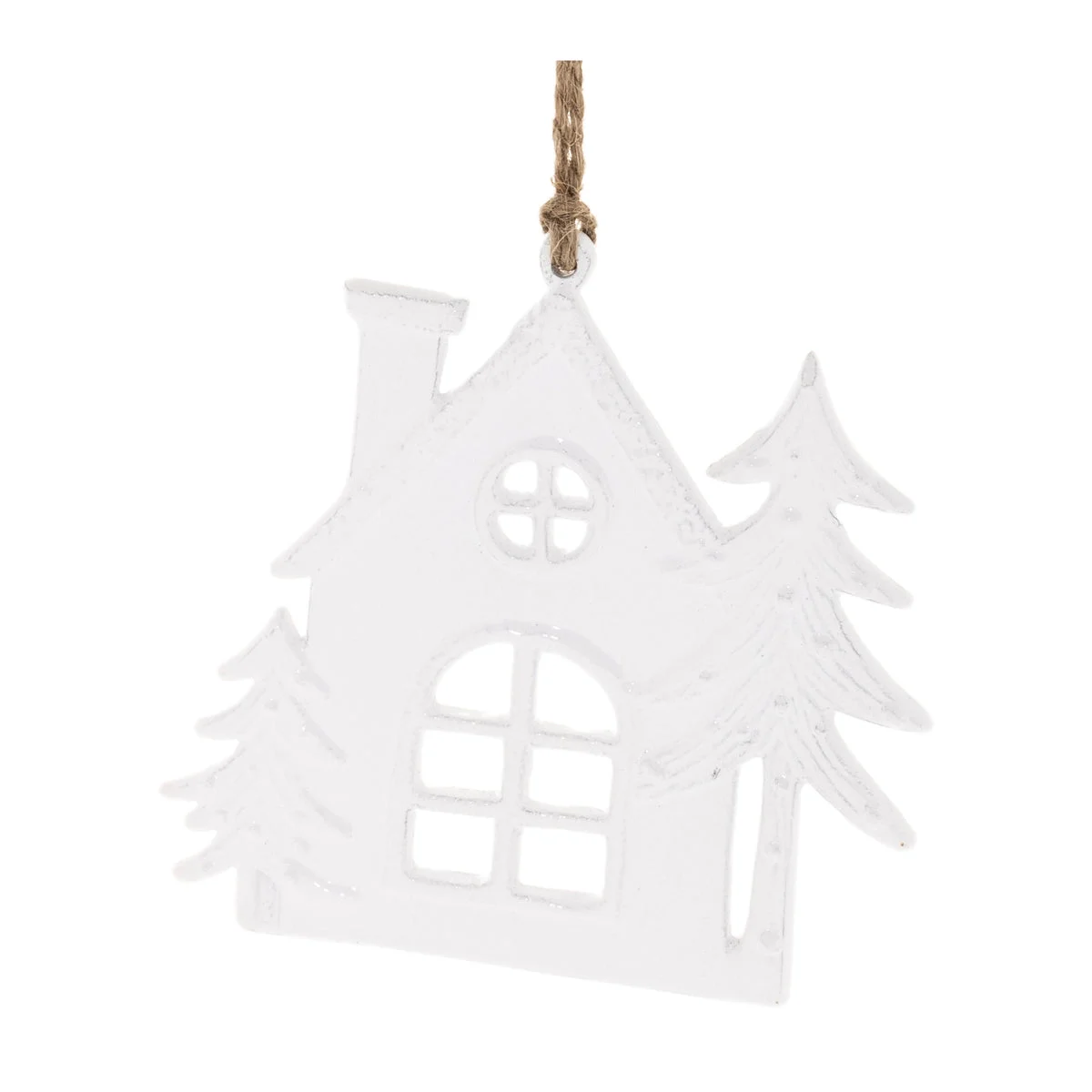 Aluminum House Christmas Ornament (Set of 12) 4.5"L – White by Melrose