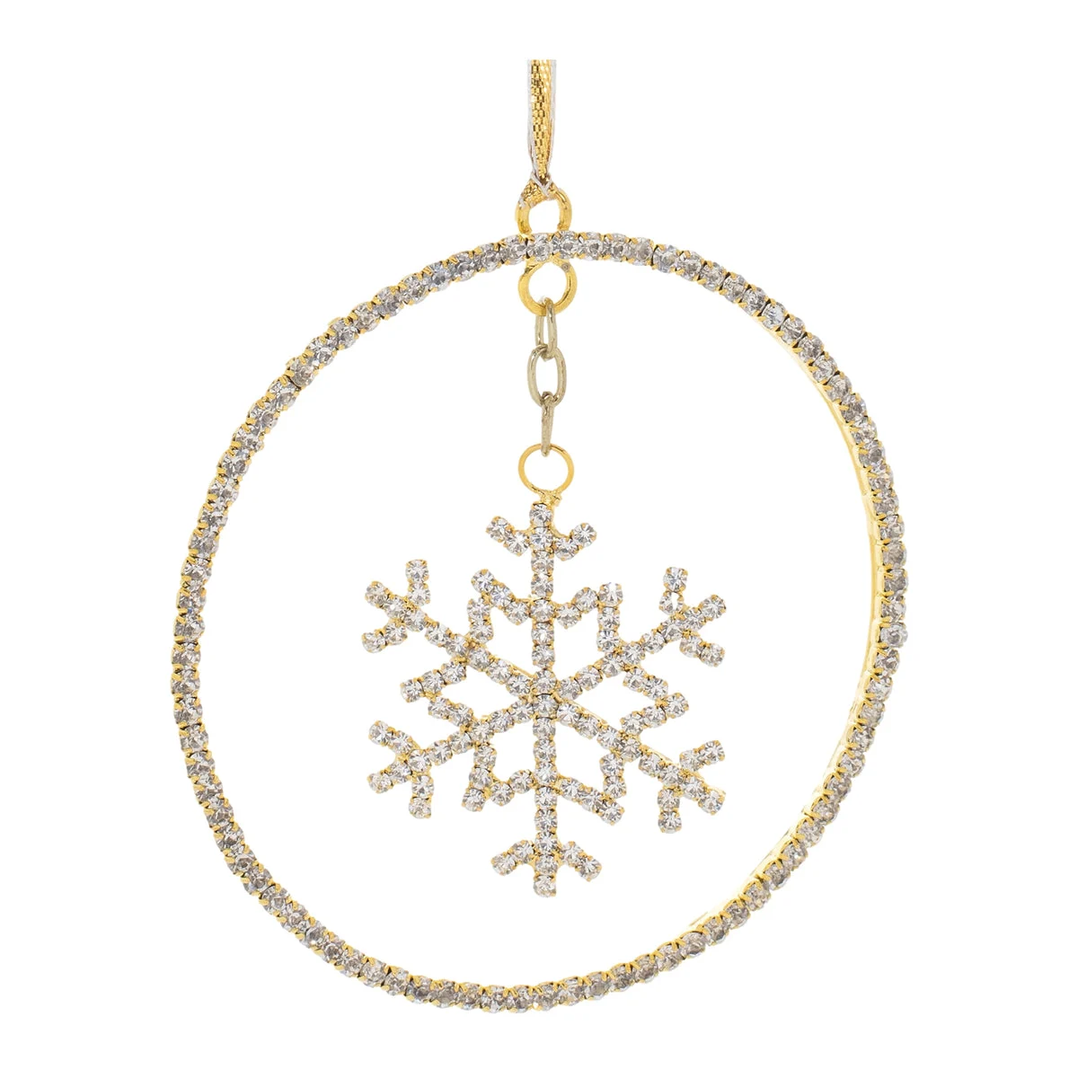 Snowflake Christmas Ornaments Metal Disc with Beads Holiday Décor- 4" by Melrose