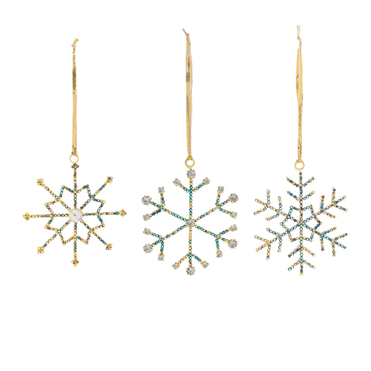 Jeweled Metal Snowflake Christmas Ornaments with Glass Beads Set of 12-3.5"H by Melrose