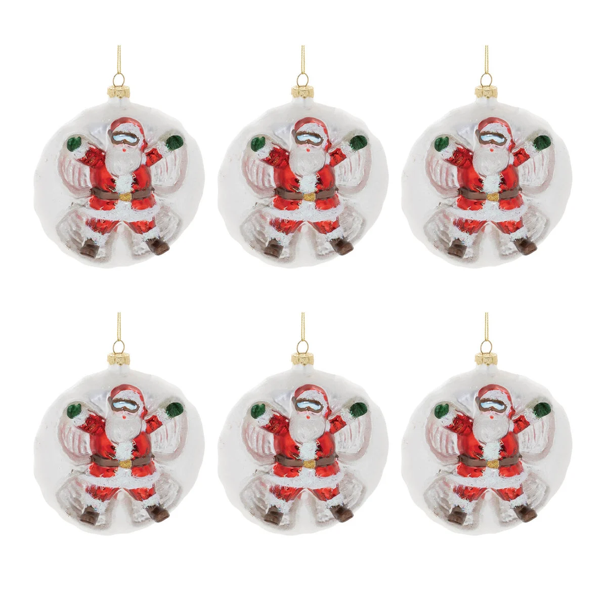 Christmas Ball Ornament Set Glass Santa Snow Angel Design 4.5 Tree Hanging Decor by Melrose