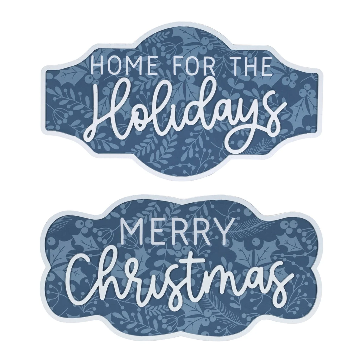 Christmas Wall Signs Set of 2 MDF Wood 18 Inch Holiday Decor by Melrose