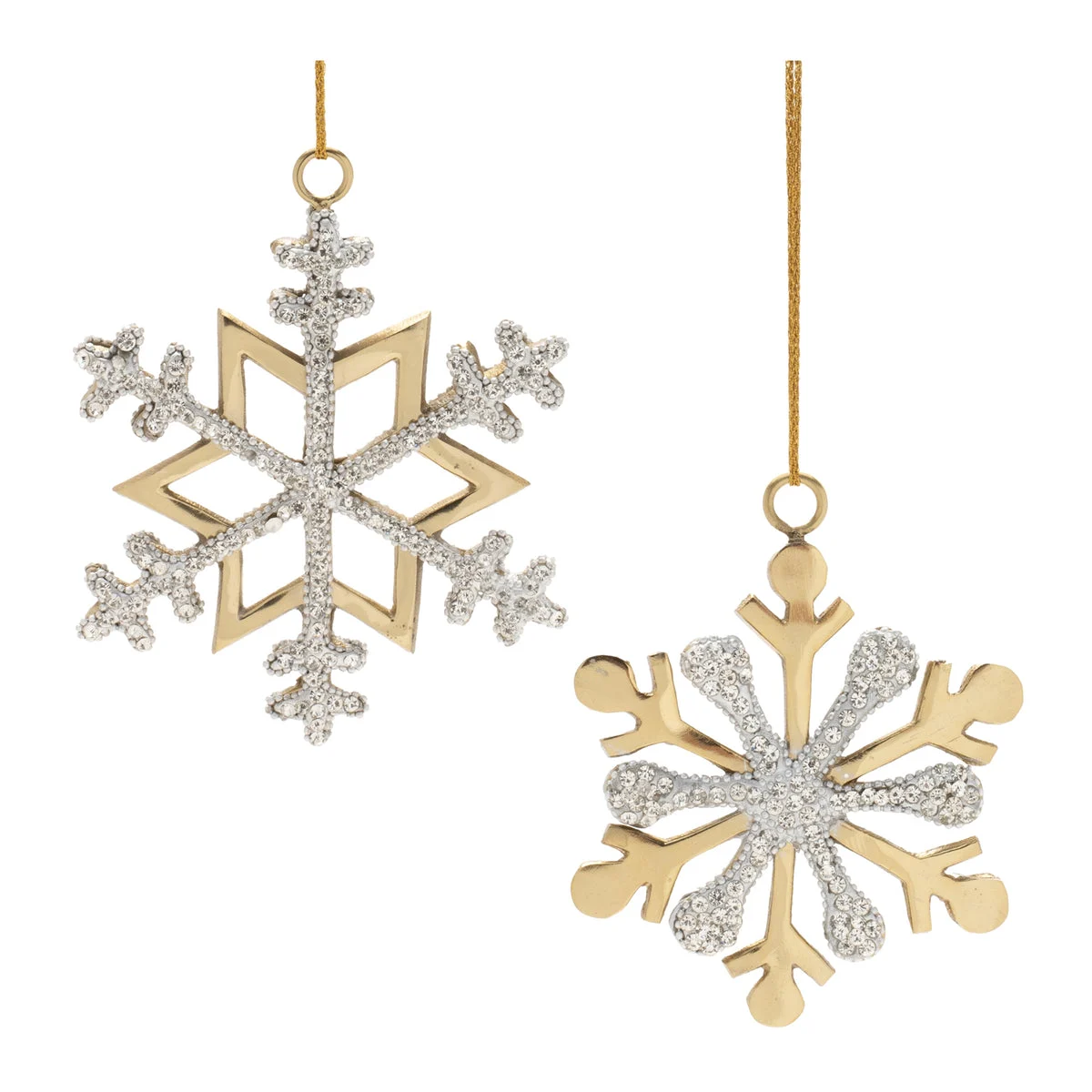 Christmas Ornament Set – Aluminum Jeweled Snowflake Design 5.75" Tree Hanging Decor by Melrose