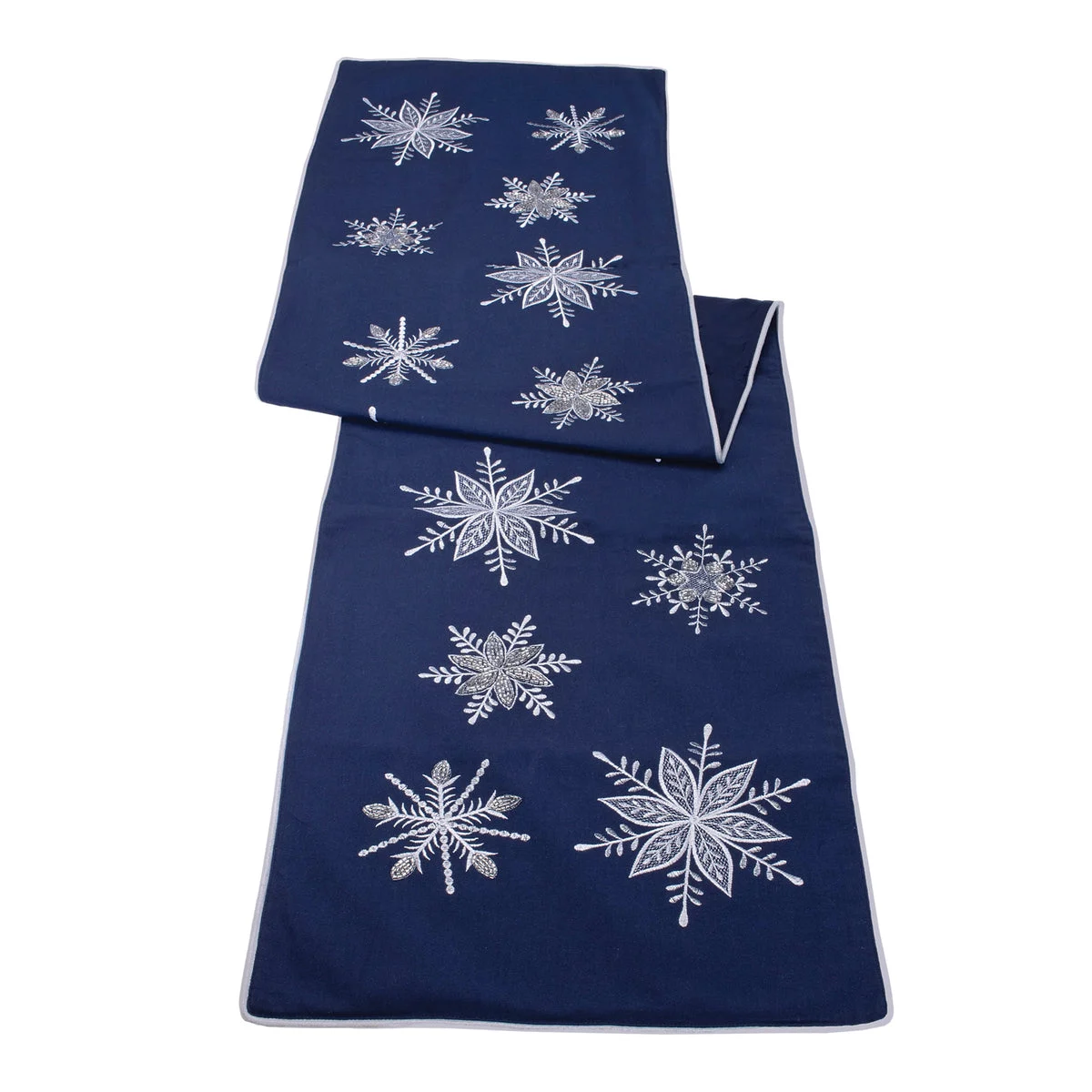 Christmas Table Runner – Embroidered Snowflake Cotton Design 16 Dining Table Decor by Melrose