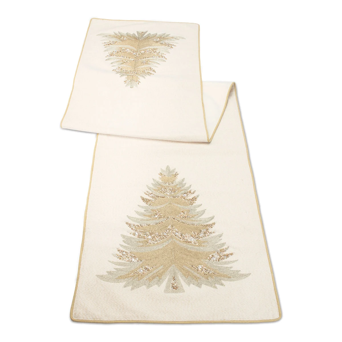 Christmas Table Runner – Bead Embroidered Pine Tree Design 16 Dining Table Decor by Melrose