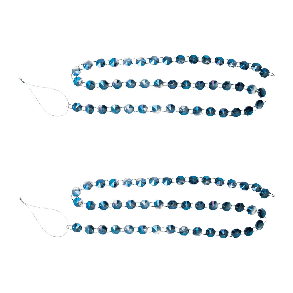Christmas Garland Set of 2 – Iridescent Glass Beads 0.25" Height Holiday Tree and Mantel Accent by Melrose
