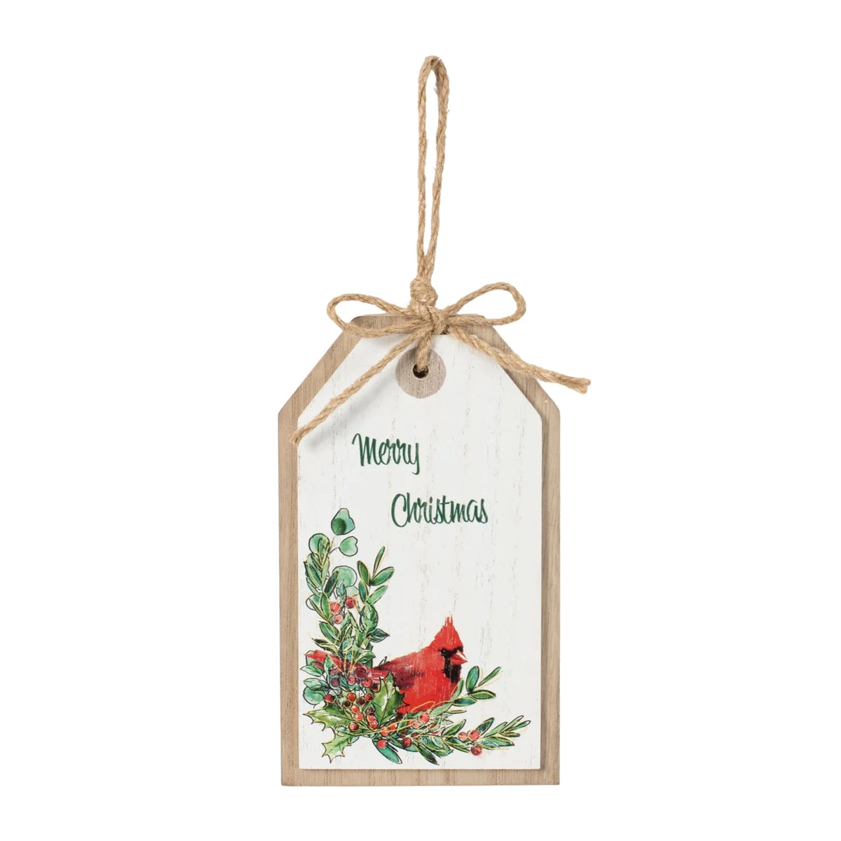 Cardinal Merry Christmas Ornament MDF Wood 3.5 x 6 Inch by Melrose