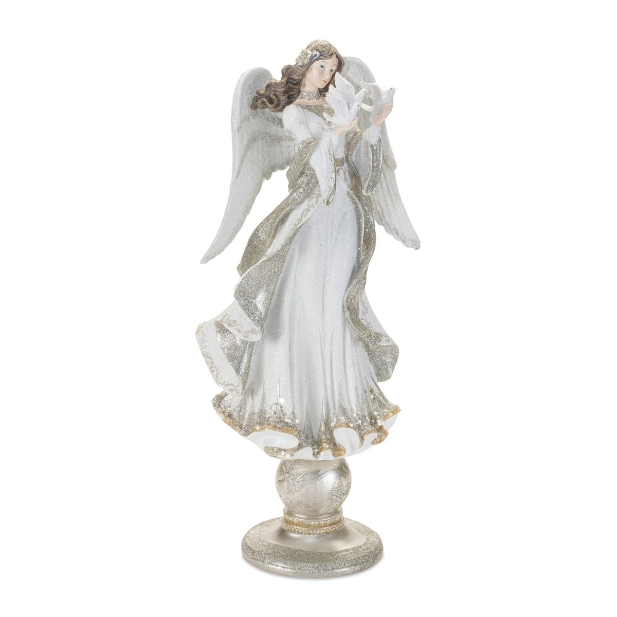 Christmas Angel Statue Resin Dove Design 20.5" Height Holiday Tabletop Decor by Melrose