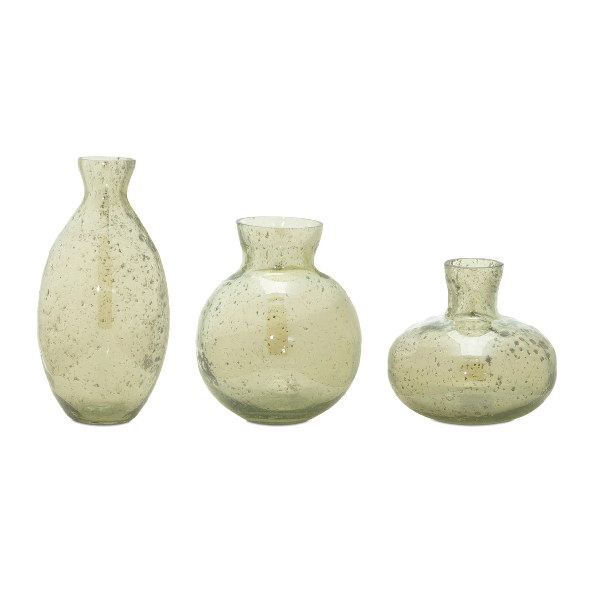 Bud Vase Set 4.25–7.75"H Glass – Green Gray Decorative Table Accent by Melrose