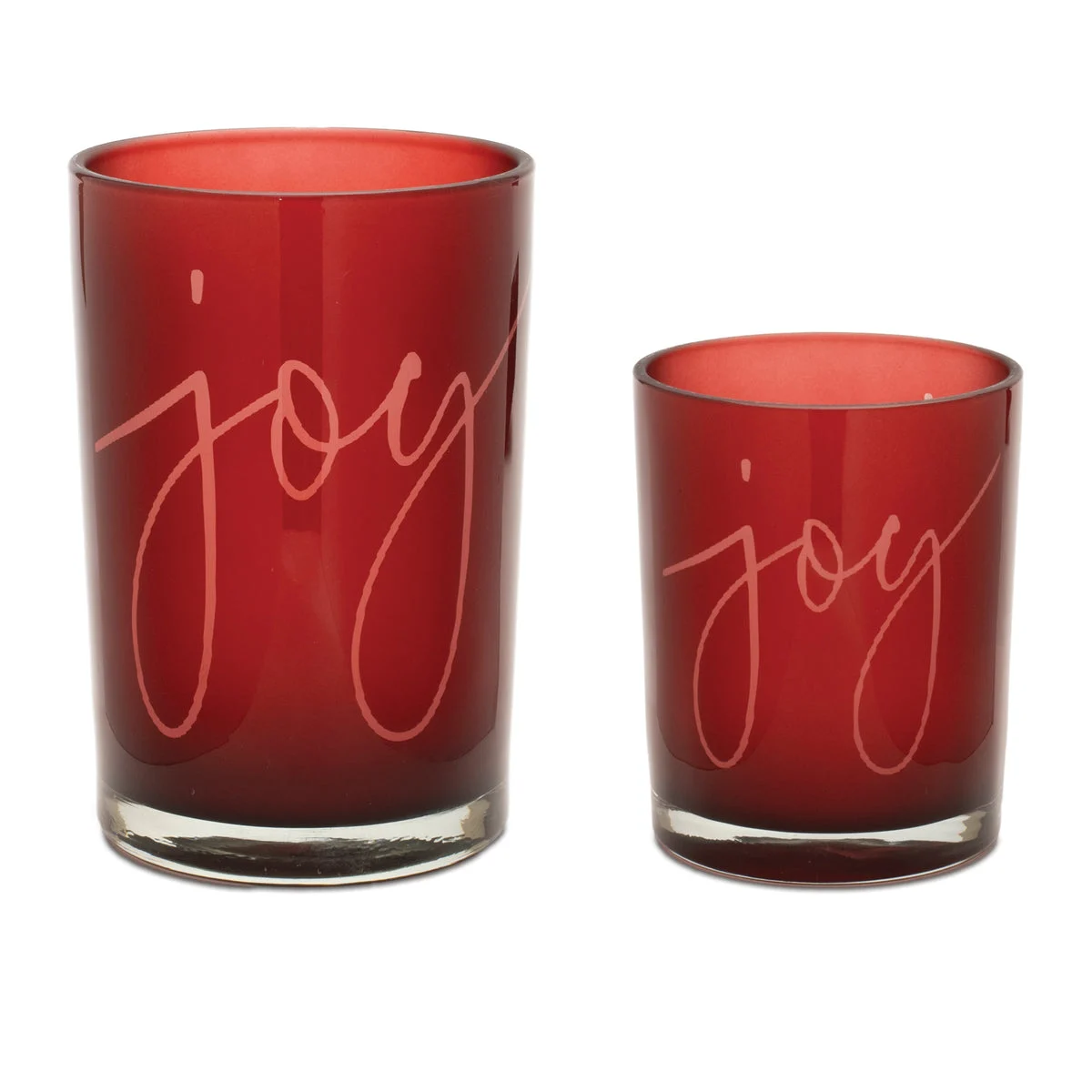 Christmas Candle Holder Set – 4.5–7"H Glass Joy Holiday Decor by Melrose